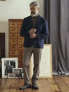 ШЕРСТЯНОЙ ПИДЖАК ИЗ ТРИКОТАЖНОГО ПОЛОТНА JA26105-R СИНИЙ