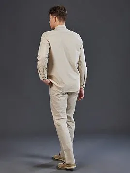 ЛЬНЯНЫЕ БРЮКИ НА КУЛИСКЕ P2621-R БЕЖЕВЫЕ