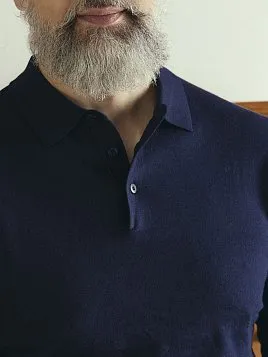 МУЖСКАЯ ТРИКОТАЖНАЯ РУБАШКА KN26SH027 ТЕМНО-СИНЯЯ 