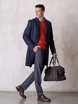 МУЖСКОЕ ПАЛЬТО OW26204-CT ТЕМНО-СИНЕЕ