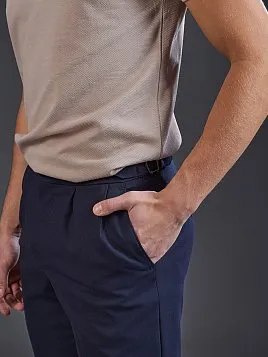 ЗАУЖЕННЫЕ БРЮКИ С ЗАЩИПАМИ TR26158-283 ТЕМНО-СИНИЕ