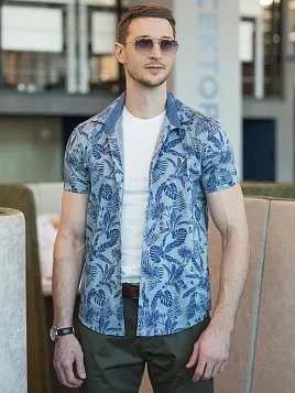 СОРОЧКА МУЖСКАЯ PEPLOS SH20132-К-R СИНИЙ