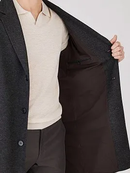 ТРИКОТАЖНОЕ ТЕМНО-СЕРОЕ ПАЛЬТО С СОДЕРЖАНИЕМ ШЕРСТИ OW26214-LR