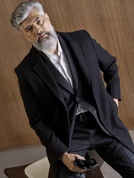 МУЖСКОЕ ПАЛЬТО OW26203-CT ЧЁРНОЕ