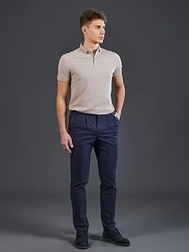 ЗАУЖЕННЫЕ БРЮКИ С ЗАЩИПАМИ TR26158-283 ТЕМНО-СИНИЕ