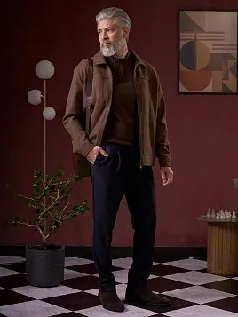 ЗАУЖЕННЫЕ БРЮКИ С ЗАЩИПАМИ TR26158-283 ТЕМНО-СИНИЕ