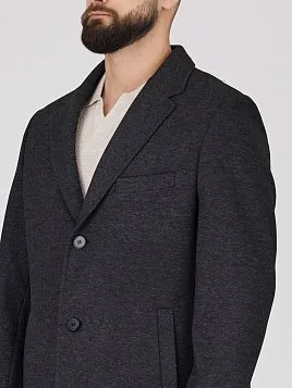 ТРИКОТАЖНОЕ ТЕМНО-СЕРОЕ ПАЛЬТО С СОДЕРЖАНИЕМ ШЕРСТИ OW26214-LR