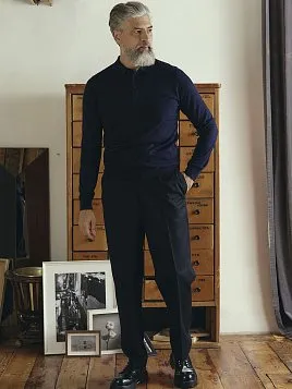 МУЖСКАЯ ТРИКОТАЖНАЯ РУБАШКА KN26SH027 ТЕМНО-СИНЯЯ 