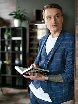 КОСТЮМ МУЖСКОЙ PEPLOS SU23012-SL СИНИЙ (ЖИЛЕТ ОТДЕЛЬНО)