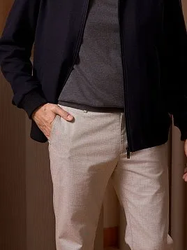 БРЮКИ ИЗ ХЛОПКА СО ЛЬНОМ P2622-R СВЕТЛО-СЕРЫЕ