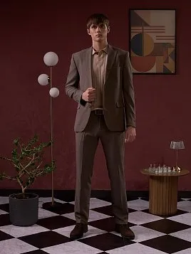 ЛЕТНИЙ МУЖСКОЙ КОСТЮМ PEPLOS SU26804-R КОРИЧНЕВЫЙ