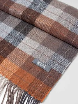 ШАРФ МУЖСКОЙ ТЕКСТИЛЬНЫЙ SF05, БЕЖЕВЫЙ В КЛЕТКУ 