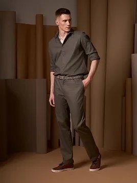 ЛЬНЯНЫЕ БРЮКИ НА КУЛИСКЕ P2627-R ХАКИ