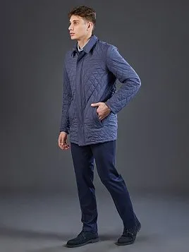 СТЕГАНАЯ СИНЯЯ КУРТКА УДЛИНЕННАЯ OW2626-JА