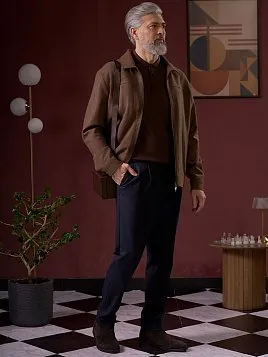 ЗАУЖЕННЫЕ БРЮКИ С ЗАЩИПАМИ TR26158-283 ТЕМНО-СИНИЕ