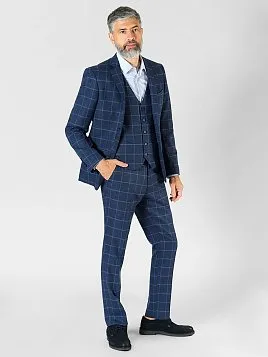 КОСТЮМ МУЖСКОЙ PEPLOS SU23012-SL СИНИЙ (ЖИЛЕТ ОТДЕЛЬНО)