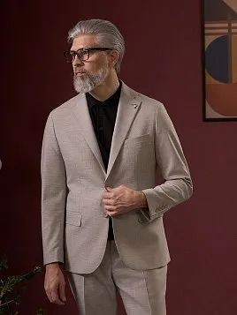 СВЕТЛЫЙ КОСТЮМ PEPLOS В КЛЕТКУ SU26136-R 