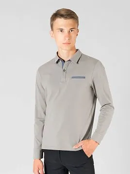 РУБАШКА-ПОЛО ПОДРОСТКОВАЯ С ДЛИННЫМ РУКАВОМ MAJESTIC LEGATE TS22T08-P СЕРЫЙ