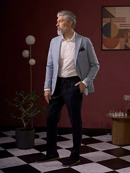 БРЮКИ НА РЕЗИНКЕ В ПОЯСЕ СО ШНУРКОМ TR26163-298 ТЕМНО-СИНИЕ