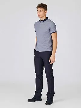 РУБАШКА-ПОЛО ИЗ ТКАНИ ПИКЕ С КОНТРАСТНЫМ ВОРОТНИКОМ TSP26014-R СИНЯЯ