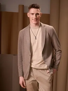 БЕЖЕВЫЙ ТРИКОТАЖНЫЙ ПИДЖАК JA26149-R 