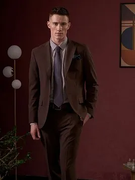 КОРИЧНЕВЫЙ МУЖСКОЙ КОСТЮМ SU26139-SL 