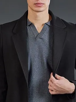 ЧЕРНОЕ ПАЛЬТО С СОДЕРЖАНИЕМ ШЕРСТИ OW26211-CT