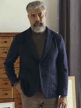 ШЕРСТЯНОЙ ПИДЖАК ИЗ ТРИКОТАЖНОГО ПОЛОТНА JA26105-R СИНИЙ