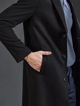 ЧЕРНОЕ ПАЛЬТО С СОДЕРЖАНИЕМ ШЕРСТИ OW26211-CT