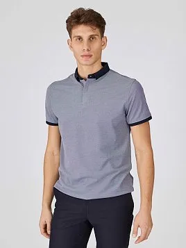 РУБАШКА-ПОЛО ИЗ ТКАНИ ПИКЕ С КОНТРАСТНЫМ ВОРОТНИКОМ TSP26014-R СИНЯЯ
