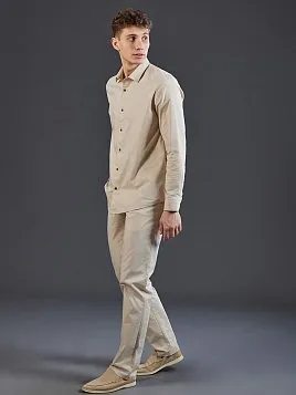 ЛЬНЯНЫЕ БРЮКИ НА КУЛИСКЕ P2621-R БЕЖЕВЫЕ