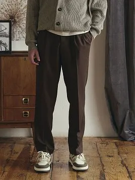 МУЖСКИЕ БРЮКИ С ЗАЩИПАМИ TR26134-230 КОРИЧНЕВЫЕ