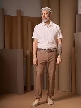 БРЮКИ С ЭЛАСТИЧНЫМ ПОЯСОМ P2613-R БЕЖЕВЫЕ