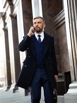 ПАЛЬТО МУЖСКОЕ PEPLOS OW2110-CT СИНИЙ