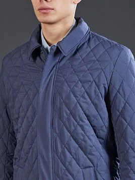 СТЕГАНАЯ СИНЯЯ КУРТКА УДЛИНЕННАЯ OW2626-JА