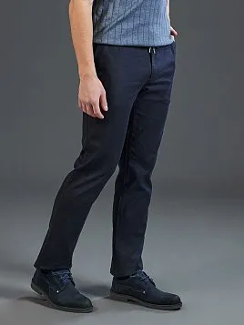 ЛЬНЯНЫЕ БРЮКИ НА КУЛИСКЕ P2628-R ТЕМНО-СИНИЕ