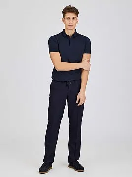 БРЮКИ НА РЕЗИНКЕ В ПОЯСЕ СО ШНУРКОМ TR26163-298 ТЕМНО-СИНИЕ