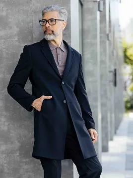 ПАЛЬТО МУЖСКОЕ PEPLOS OW2506-CT ТЕМНО-СИНИЙ