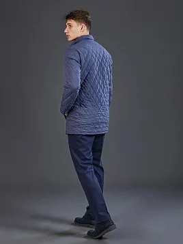 СТЕГАНАЯ СИНЯЯ КУРТКА УДЛИНЕННАЯ OW2626-JА