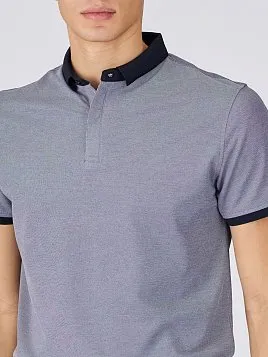 РУБАШКА-ПОЛО ИЗ ТКАНИ ПИКЕ С КОНТРАСТНЫМ ВОРОТНИКОМ TSP26014-R СИНЯЯ