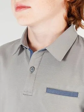 РУБАШКА-ПОЛО ДЛЯ МАЛЬЧИКА С ДЛИННЫМ РУКАВОМ MAJESTIC LEGATE TS22J08-P СЕРЫЙ