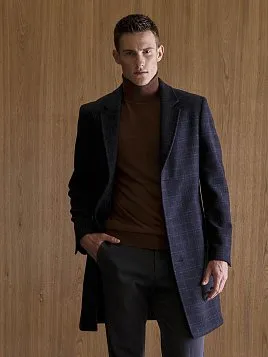 МУЖСКОЕ ПАЛЬТО OW26202-CT ТЕМНО-СИНЕЕ 