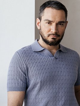 ТРИКОТАЖНАЯ РУБАШКА МУЖСКАЯ PEPLOS KN24SH038 СИРЕНЕВЫЙ