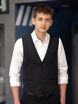 ЖИЛЕТ ПОДРОСТКОВЫЙ PEPLOS V23T021-003 ЧЁРНЫЙ (ТРИКОТАЖНЫЙ)