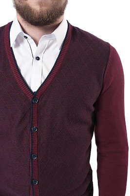 КАРДИГАН МУЖСКОЙ PEPLOS KN19C011 БОРДОВЫЙ
