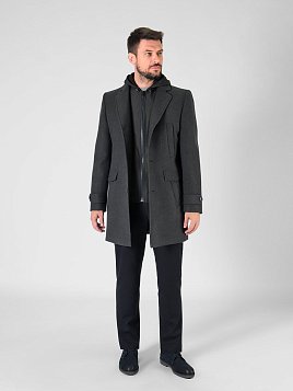ПАЛЬТО МУЖСКОЕ PEPLOS OW2407-CT ТЕМНО-СЕРЫЙ