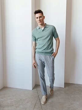 ТРИКОТАЖНАЯ РУБАШКА МУЖ. PEPLOS KN24SH037 ЗЕЛЕНЫЙ