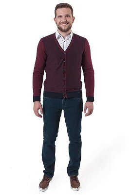 КАРДИГАН МУЖСКОЙ PEPLOS KN19C011 БОРДОВЫЙ