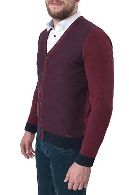 КАРДИГАН МУЖСКОЙ PEPLOS KN19C011 БОРДОВЫЙ