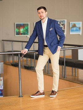 ПИДЖАК ДВУБОРТНЫЙ МУЖСКОЙ PEPLOS JA20021-SL СИНИЙ